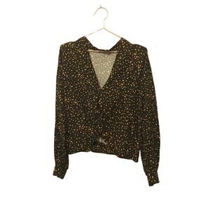 Lush Animal Print Twist Front Blouse - Size Large